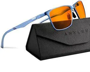 ANYLUV Blue Light Glasses Men/Women, Al-Mg Metal Computer Blue Light Blocking Glasses, Relieve Eyestrain and Eye Protection
