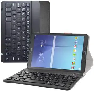 MAMA MOUTH for Galaxy Tab E 9.6 Keyboard Case,Slim Stand PU Leather Case Cover with Romovable Keyboard for Samsung Galaxy Tab E 9.6 / E Nook 9.6 T560 T561 T567 Verizon 4G LTE,Black