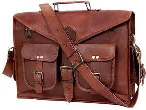 16 Inch Leather Laptop Messenger Bag Office Briefcase Crossbody Travel Bag For Men And Women College Bag Office Laptop Bag (16 inch)