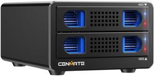 CENMATE Aluminum Dual Bay Hard Drive Enclosure with Cooling Fan for 2.5"/3.5" SATA HDD/SSD with USB A/C 3.0, Support Hot Swappable, Daisy Chain Expansion, Tool-Free HDD Enclosure, DAS(NO RAID/NAS)