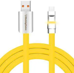 chubbycable Neon Chubby - Fast Charge Cable with Smart Light RGB Color Gradual Light Up LED USB Charging Cable, Yellow, USB-A to Type-C, 3.3 FT