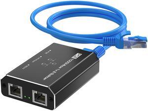 PoE Splitter with 4.25FT Cat6 Ethernet Cable, Gigabit Ethernet Switch 2 Port, Internet Splitter 1 in 2 Out, Non-PoE to PoE Adapter, Network Hub 1 PoE in 2 PoE Out, Plug & Play, Distance Up to 328 ft.