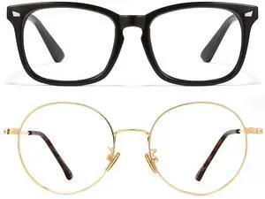 Cyxus Blue Light Glasses Round Wire Frame UV Blocking Computer Glasses Clear Lens Metal Eyewear Ultra Light Relieve Digital Screen Eye Strain, Headache