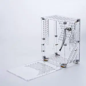 Denash Transparent Mini ITX Case, Clear Side Panel, 4.3L Capacity, 360 Degree Cooling, Acrylic Small Form Factor Mini ITX Case for Mini ITX Motherboard (Transparent)