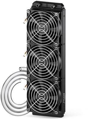 DIYhz Water Cooling Computer Radiator, 12 Pipe Aluminum Heat Exchanger Liquid Cooling Radiator Fans - 360mm Radiator for CPU PC Laser Water Cool System DC12V Black