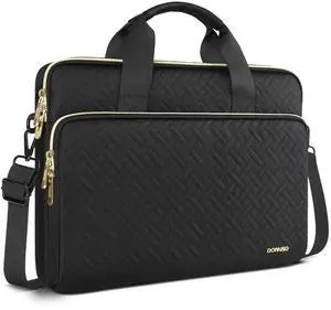 DOMISO 17.3 inch Laptop Sleeve Case Water-Resistant Computer Cover Bag with Detachable Shoulder Straps for HP, Dell, Asus Notebook,Black
