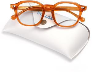 Dollger Blue light Glasses for Women Men Non-prescription clear Square Frame Computer Screen Blue light Blocking Eyeglasses Clear Tea-orange