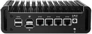 Dozlzyp 4 Port i226 2.5G Firewall Micro Appliance, Fanless Firewall Mini PC Alder Lake-N N100, HDMI, DP, 8xUSB, AES-NI VPN Router Support pfsense Openwrt, WiFi Slot, 8GB DDR5 128GB NVMe