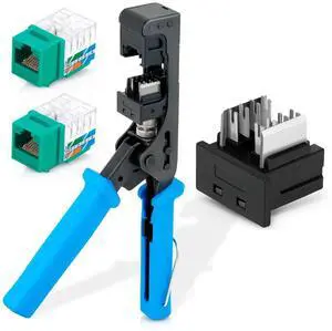 Everest Media Solutions Bundle - 2 Items: EMS Speed Termination Tool with 20 Pack of Green RJ45 CAT6 Keystone Jacks + Replacement Head