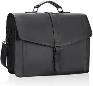 ESTARER Men's Leather Briefcase 17.3 Inch Laptop Computer Bag for Office/Business/Travel, Large Satchel Professional Leather Messenger Shoulder Bag, Black