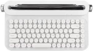 Retro Typewriter Keyboard, 86 Keys Vintage Keyboard, Typewriter Retro Mechanical Gaming Keyboard BT5.0 with Integrated Stand, for Wins for Android for iOS (White)