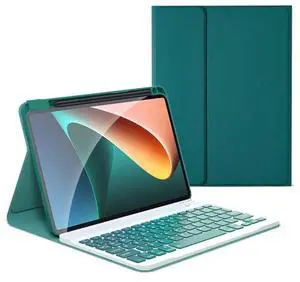 KMXDD Keyboard Case Compatible with iPad Air 13 inch M2 Keyboard Case iPad Pro 12.9 inch 6th/5th/4th/3rd Generation Color Keyboard Removable Bluetooth Keyboard Case,Dark Green