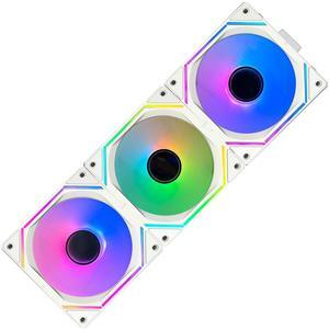 UNI Fan 120mm pc Case Fan WJM120 White ARGB pc Fans,Infinity Mirror Module 120mm ARGB PWM Case Fans, 3 Pack 120mm Fans Suitable for Computer Case and CPU Cooling