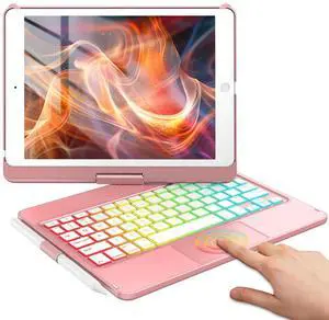Keyboard Case for iPad 10.2 - iPad Keyboard 9th Generation & 8th & 7th Gen - Touch Keyboard - 360deg Rotatable Protective Cover with Apple Pencil Holder - Backlight Wireless Keyboard - iPad 9 Keyboard