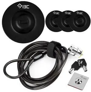I3C Laptop Cable Lock Hardware Security Cable Lock Anti Theft with 2 Keys and Anchor Plate Adhesive Security Plates 4 Pcs