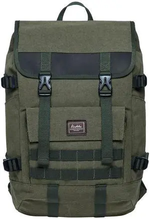 KAUKKO Laptop Backpack for Unisex, Casual Daypack Fits 15.6" Laptop (18-CANVAS ARMYGREEN)