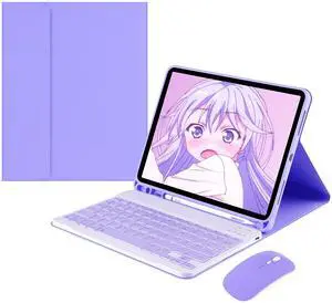 with Mouse Keyboard case for Galaxy Tab A8 2022 10.5 inch, SM-X200/X205/X207 Magnetic Detachable Bluetooth Keyboard Color Key,Purple
