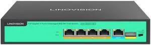 LINOVISION 4 Ports Full Gigabit PoE++ Switch, Built-in 96W Power, All 4 Ports support BT 90W, Sufficient Power for all IEEE 802.3 af/at/bt PoE devices, including PTZ cameras, Wireless AP and PoE light