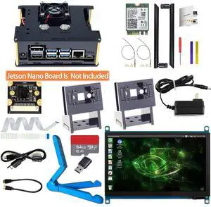 Makeronics Developer Kit for Jetson Nano -7inch Touch| IMX 219-77 Camera with Case| 64GB Class 10 TF Card with Card Reader | Jetson Nano Acrylic Case for Both A02 and B01