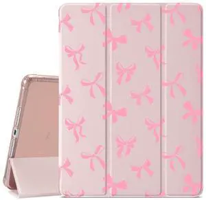 MAYCARI Cute Kawaii Bow Knot Case for iPad Pro 12.9 Inch 6th/5th/4th Generation 2022/2021/2020 with Pencil Holder, Auto Sleep/Wake Slim Protective Case with Soft TPU Back