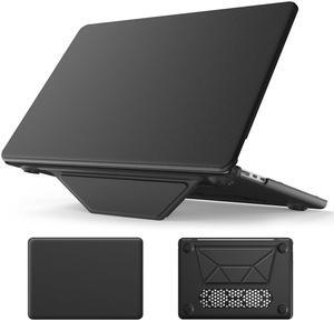 MEEgoodo for M3 MacBook Air 13.6 inch Case 2024 2022, Kickstand Cover Fit Model A3113 A2681 M3 M2,PU Leather Case for M2 13 inch Laptop, Hard Shell with TPU Keyboard & Webcam Cover & OTG Adapter,Black