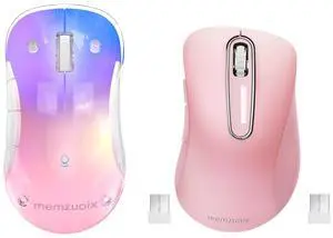 memzuoix 2.4G Wireless Mouse, Cordless Computer Mice Wireless Mouse for Laptop, Desktop, PC, MacBook- 2 Pack (LED Rechargeable Wireless Mouse+ Pink Wireless Mouse)
