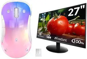 memzuoix LED Rechargeable Wireless Mouse and 27 Inch Computer Monitor 100hz 1920 x 1080p with HDMI