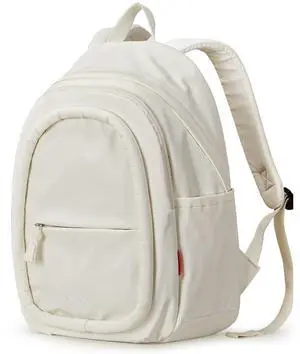 mixi Sweet Design Women Backpack Girls Cute Book Bag with Shockproof 15.6" Laptop Pocket Casual Daily Light Weight, Pearl White