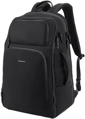 Oumurs Travel Backpack for Long Travel with 30-40L Expandable Large Capacity Laptop Backpack Water-resistant Black 600D Polyester