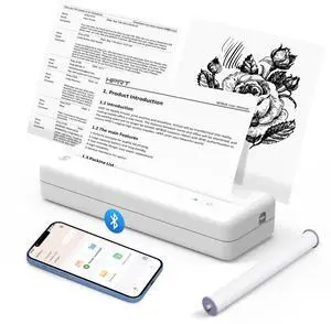 POOOLITECH Inkless Wireless Printer for Home Offices & Travel, Supports 8" & 4" Thermal Paper Roll, Perfect for iOS Android & Laptops, Compact Portable Printer for Bussiness Trips, No Ink Needed