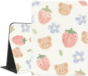 JOYLAND Cute Bear Pad Case for 11 Inch iPad Pro(2024) with Pencil Holder Cartoon Animal Pattern Multi-Angle Adjustable Stand Leather Cover with Auto Sleep/Wake for Kids Girls