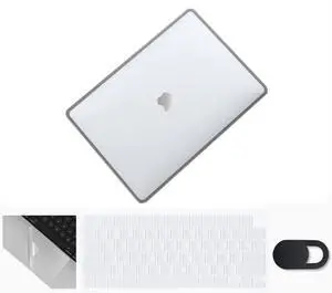 Se7enline Compatible with MacBook Air 15 inch M2 M3 Case 2024 for Air 15.3 inch A2941/A3114 TPU+PC Anti-Fingerprint Hard Shell Case &Keyboard Skin & Touchpad Protector & Webcam Cover, Transparent&Gray