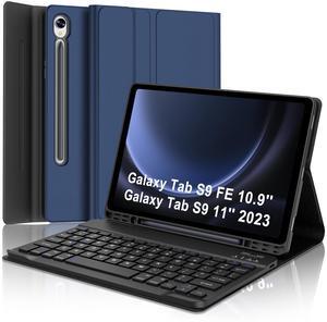 Keyboard Case for Samsung Galaxy Tab S9 FE 10.9 Inch, S9 11 Inch Keyboard for Galaxy Tablet 2023, Detachable Bluetooth Keyboard with Pen Holder for Samsung Tab S9FE/S9 5G, Long Battery Life, Navy Blue