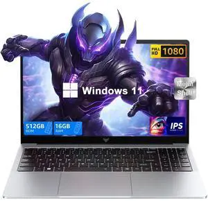 KAIGERR Laptop, 2025 Gaming Laptop Computer with Intel Quad-Core Processor(Up to 3.6GHz), 16GB DDR4 512GB SSD, Windows 11 Laptop, 16.0" IPS 1080P, Metal Shell, USB3.2, Long Battery Life
