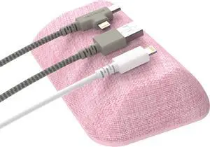 Smartish Bigger Cable Wrangler and Charger Bundle - Cable Organizer with 2-in-1 USB-C to USB-C/Lightning Cable Fast Charger 100W - I'm Blushing