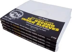 (100) 12" Premium Polylined Heavyweight Record Inner Sleeves - Archival Quality, Heavyweight Paper & Plastic #12IA