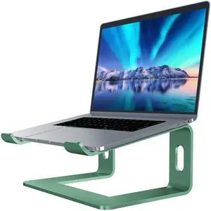 SOUNDANCE Laptop Stand, Aluminum Computer Riser, Ergonomic Laptops Elevator for Desk, Metal Holder Compatible with 10 to 15.6 Inches Notebook Computer, Green