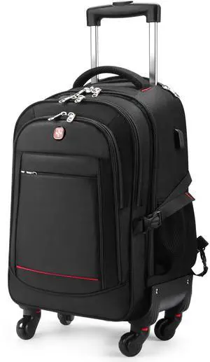 Rolling Backpack with Wheels - Water-Resistant, Airline Approved Underseat Travel Luggage, Ideal 18*14*8 Personal Item Suitcase, Wheeled Backpack, Roller Backpack, and Rolling Laptop Bag