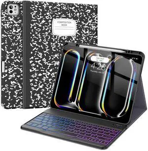 Supveco Keyboard Case for iPad Pro 13 Inch (M4) 2024 with Pencil Holder-Wireless Magnetic Detachable Keyboard with Backlit Keys,Slim Stand Case with Soft TPU Back Cover for New iPad Pro 13-Notebook