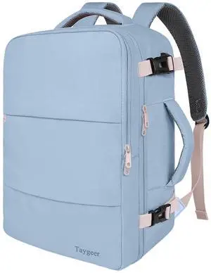 Taygeer Travel Backpack for Women, Carry On Backpack with USB Charging Port & Shoe Pouch, TSA 15.6inch Laptop Mochila Flight Approved, Nurse Bag Casual Daypack for Weekender Hiking, Powder Purple