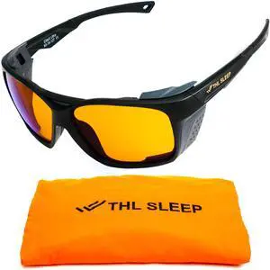 Orange Blue Light Blocking Glasses for Better Sleep - Amber Wrap Around Computer Migraine Glasses - EliteX Ultra Nighttime Migraine Gaming Glasses Men & Women - Screen Eye Strain Blue Light Blockers