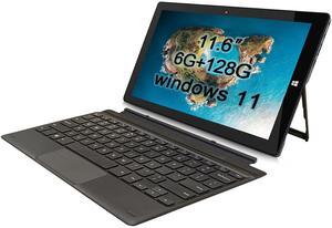 TPSPAD Windows Tablet with Keyboard, 11.6 inch 2-in-1 Tablets Laptops Touchscreen Windows 11, Intel Celeron, 1920 * 1080 IPS 6GB RAM 128GB EMMC 2.4G/5G WiFi Bluetooth HDMI USB