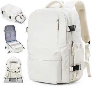 VECAVE Carry On Backpack for Women, Airline Approved Large Travel Backpack Flight Approved, Waterproof 14 Inch Laptop Backpack Business Work Backpacks Bag Men Mochila De Viaje Beige.