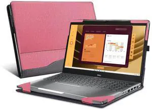 VEVOOD Laptop Case for DELL Latitude 5550 Laptop 2-in-1 |Latitude 5540 5530 5520 Laptop All Inclusive Drop Case 15.6" PU Leather Inside Pocket Cover (Pink)