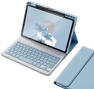 kaitesi Keyboard Case for iPad Pro 11 inch M4 Keyboard Case Magnetic Detachable Bluetooth Keyboard Cover Support Pencil Charging,Misty Blue