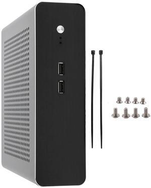 Mini ITX Case, Aluminum Alloy Panels Mid Tower ITX Chassis, Compatible with 17x17 Cm Motherboard, Support 4 4010 Fans, DIY Slim Case for Office (USB2.0)