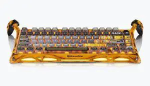 GravaStar Mercury K1 Pro Wireless Gaming Keyboard, Handcrafted Battle-Worn Mechanical Keyboard, Aluminum Alloy, 75% Layout Custom Keyboard, Designed for Durability & Unique Aesthetic - Yellow