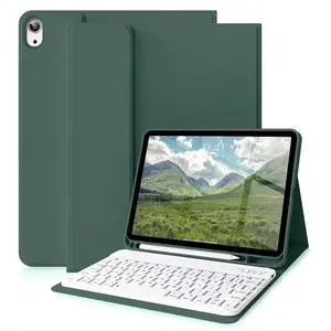 ZKTUYU for iPad 11th 10th Generation Case with Keyboard 11-inch A16 2025 / 10th Gen 10.9 inch 2022, Thin & Light Wireless Detachable Folio Keyboard Case with Pencil Holder (Dark Green)