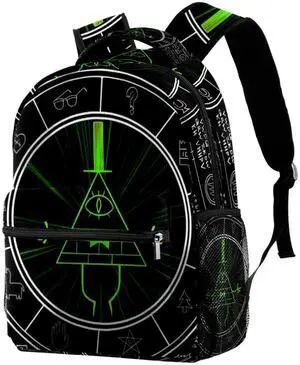 KikandKo School Backpack for Girls Boys, Bill Cipher Elementary School Bags Lightweight Travel Rucksack Laptop Backpacks