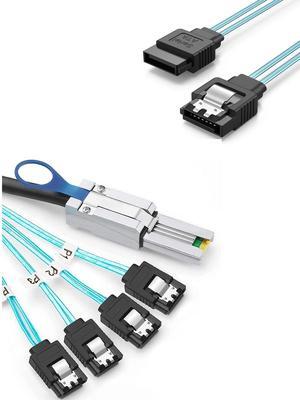 CableCreation Mini SAS 26Pin (SFF-8088) Male to 4 SATA 7Pin Female Cable SATA III Cable